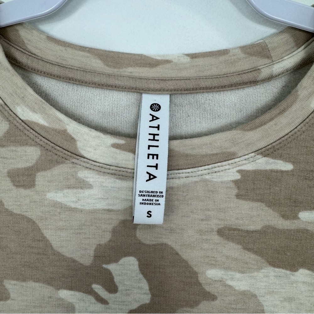 ATHLETA Studio To Street Printed Sweatshirt SM Camo Lux Oatmeal Heather - Picture 6 of 13